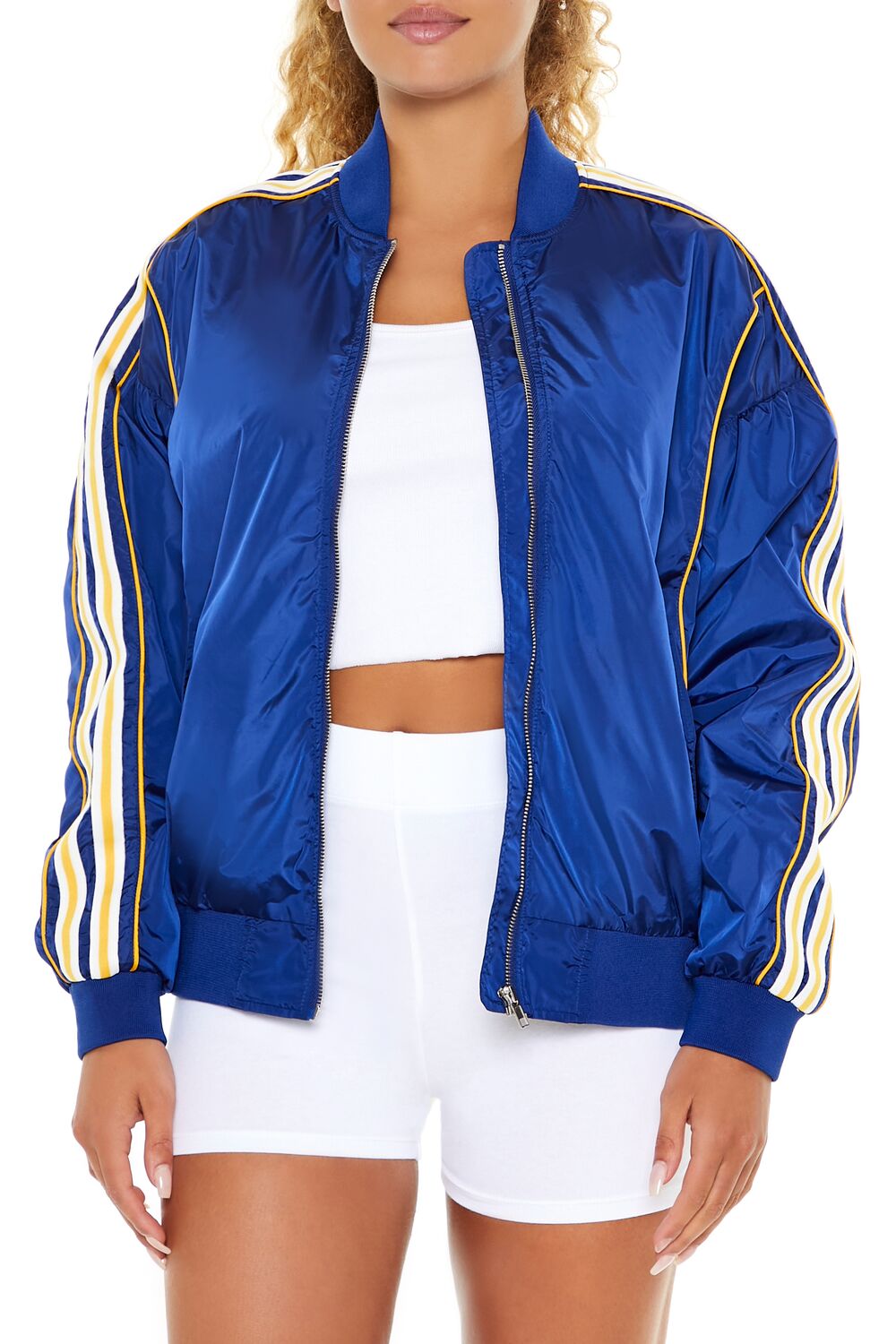 Varsity Zip-Up Bomber Jacket-Feelings Star