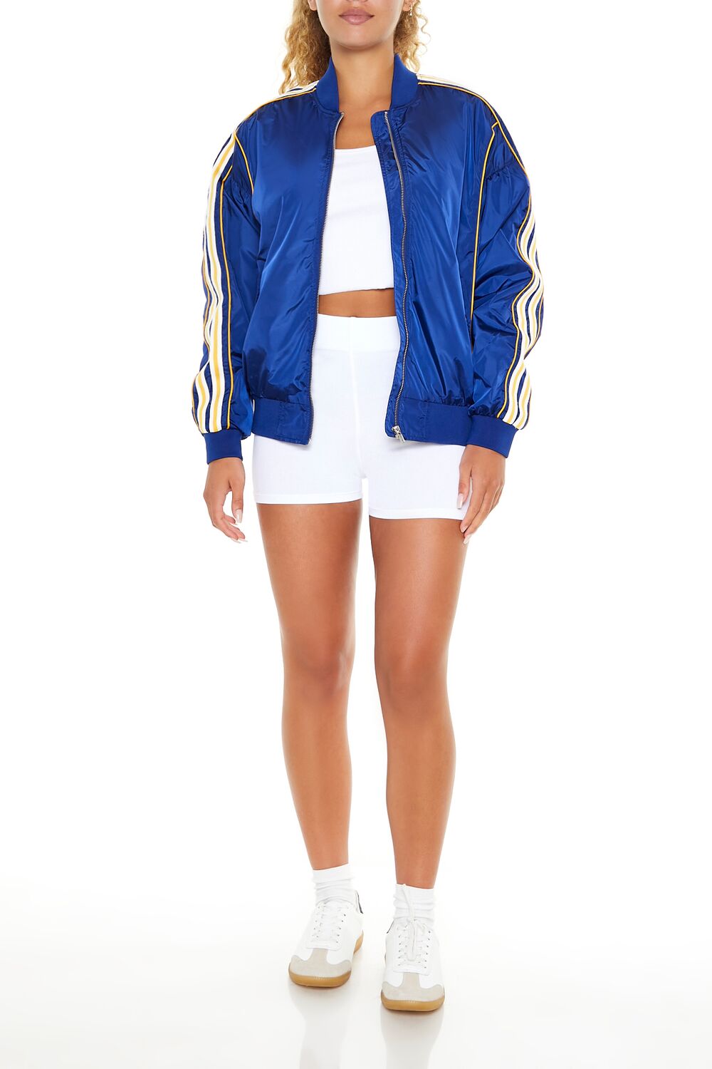 Varsity Zip-Up Bomber Jacket-Feelings Star