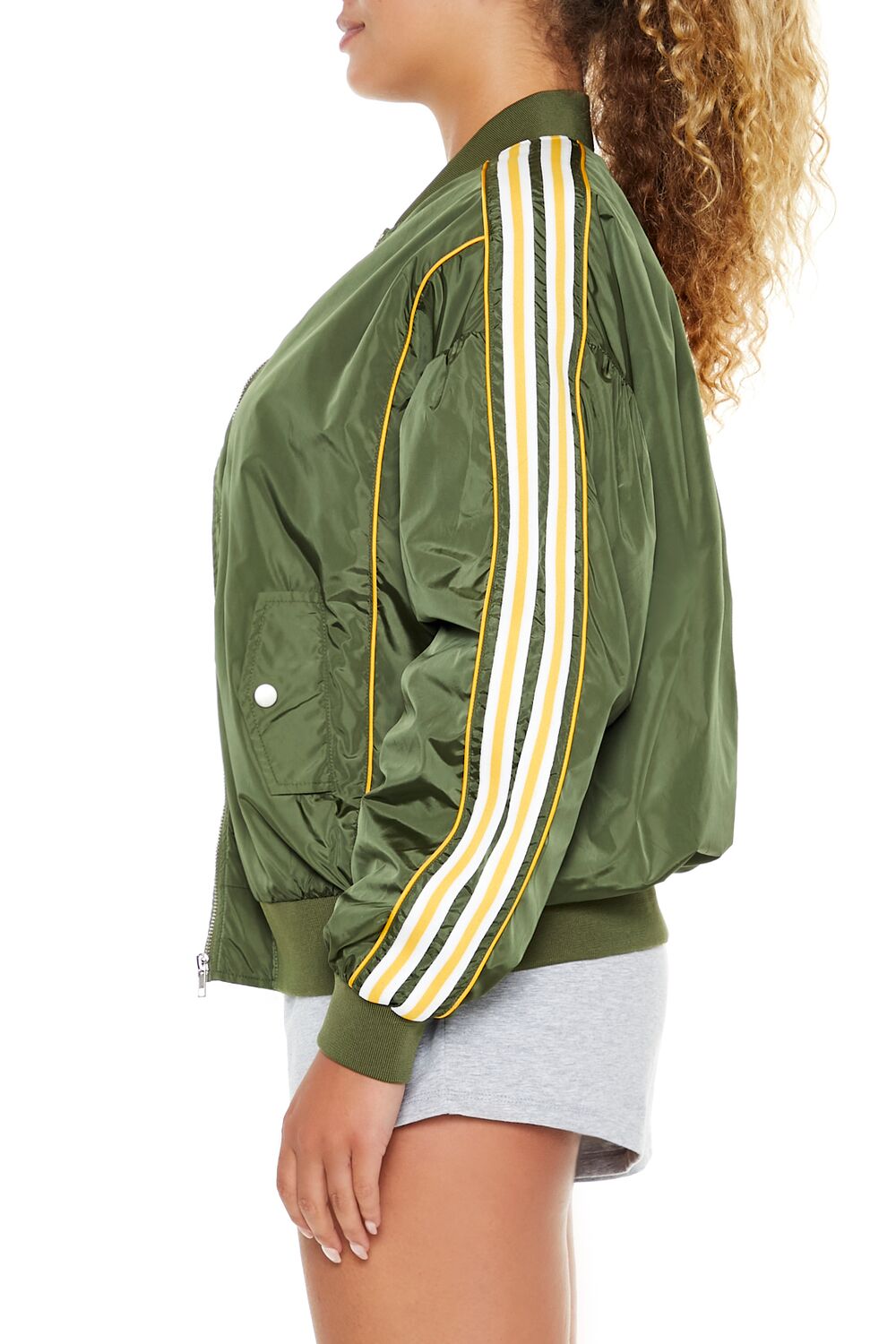 Varsity Zip-Up Bomber Jacket-Feelings Star