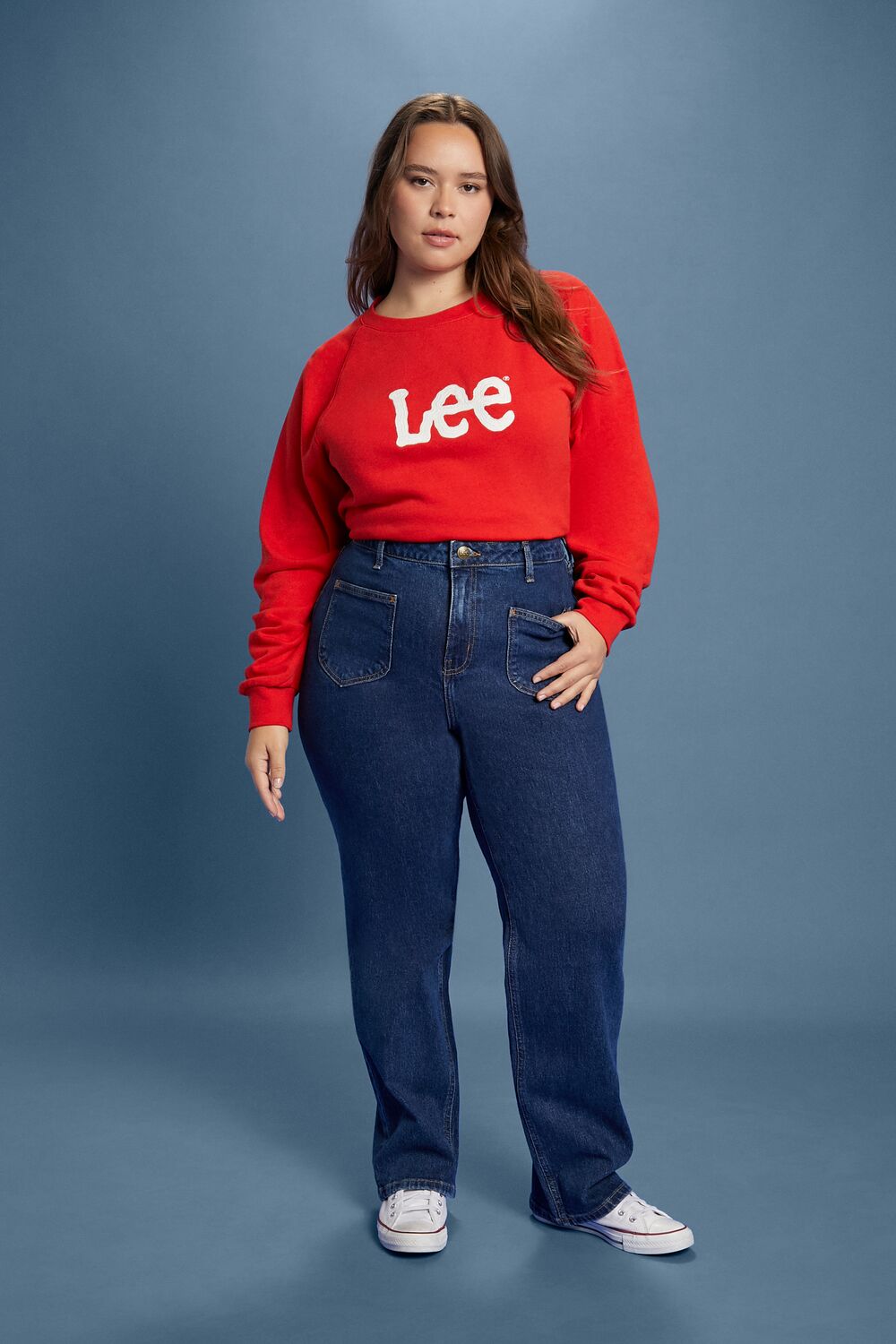 Plus Size Fleece Lee Graphic Pullover-Feelings Star