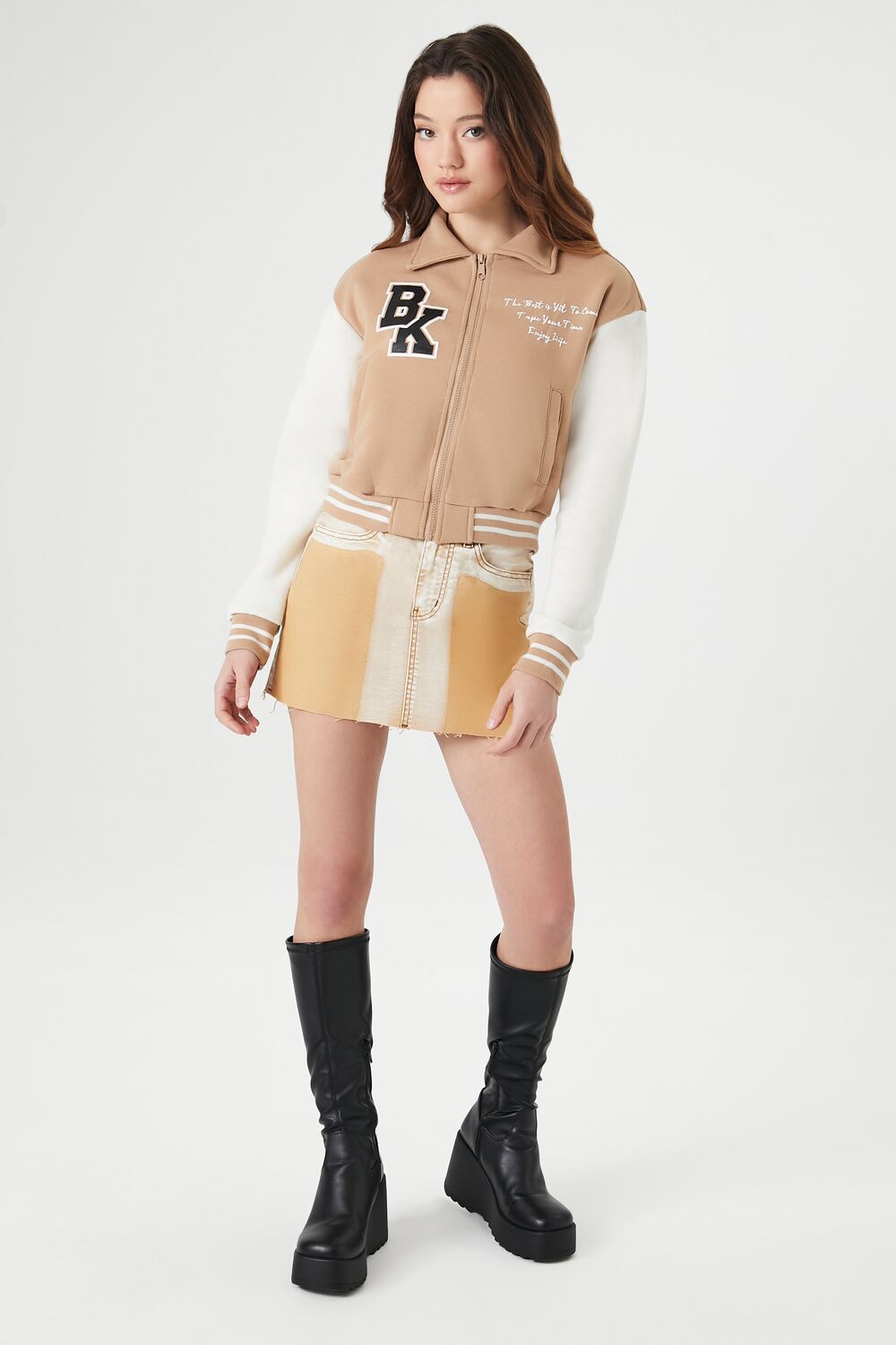 Varsity Letterman Bomber Jacket-Feelings Star