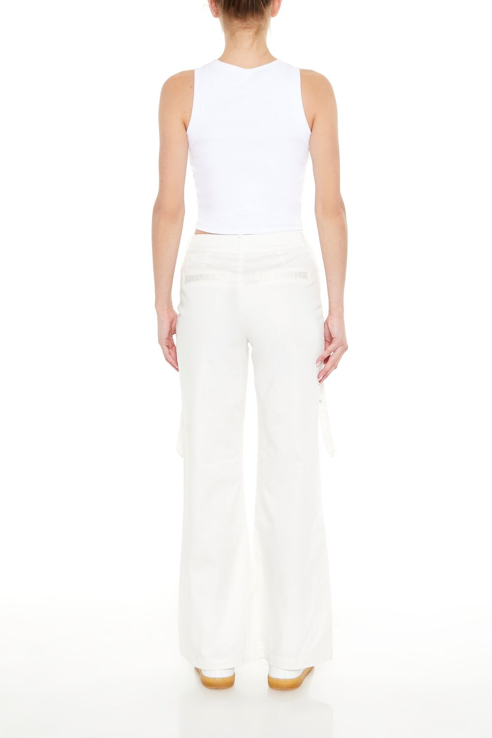 Buckled Twill Wide-Leg Pants-Feelings Star