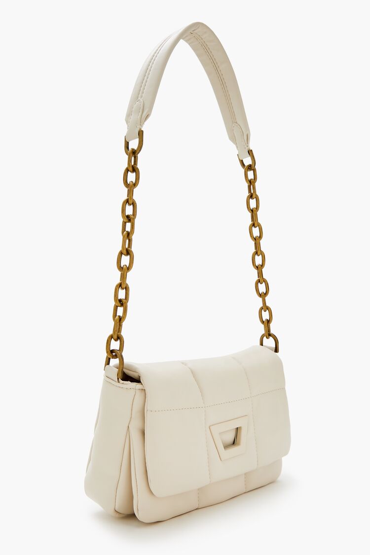 Quilted Faux Leather Shoulder Bag-Feelings Star