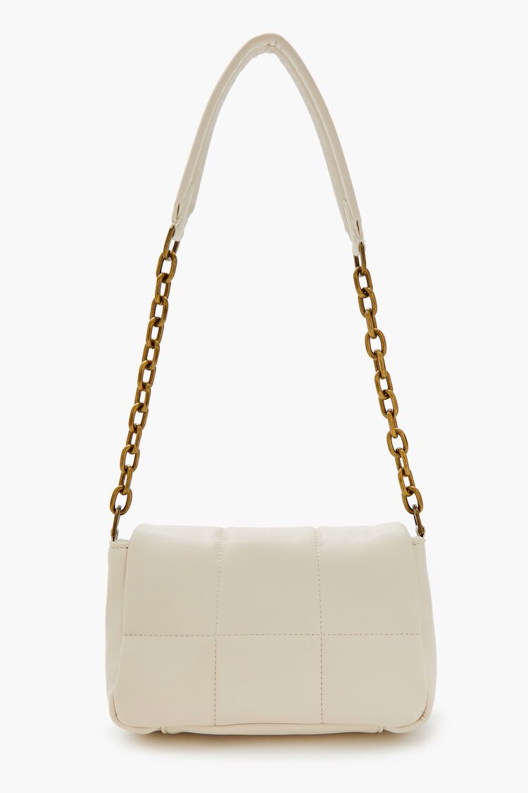 Quilted Faux Leather Shoulder Bag-Feelings Star