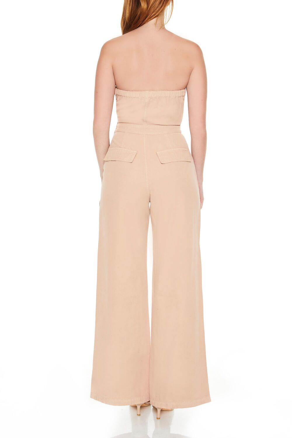 Strapless Tie-Front Cargo Jumpsuit-Feelings Star