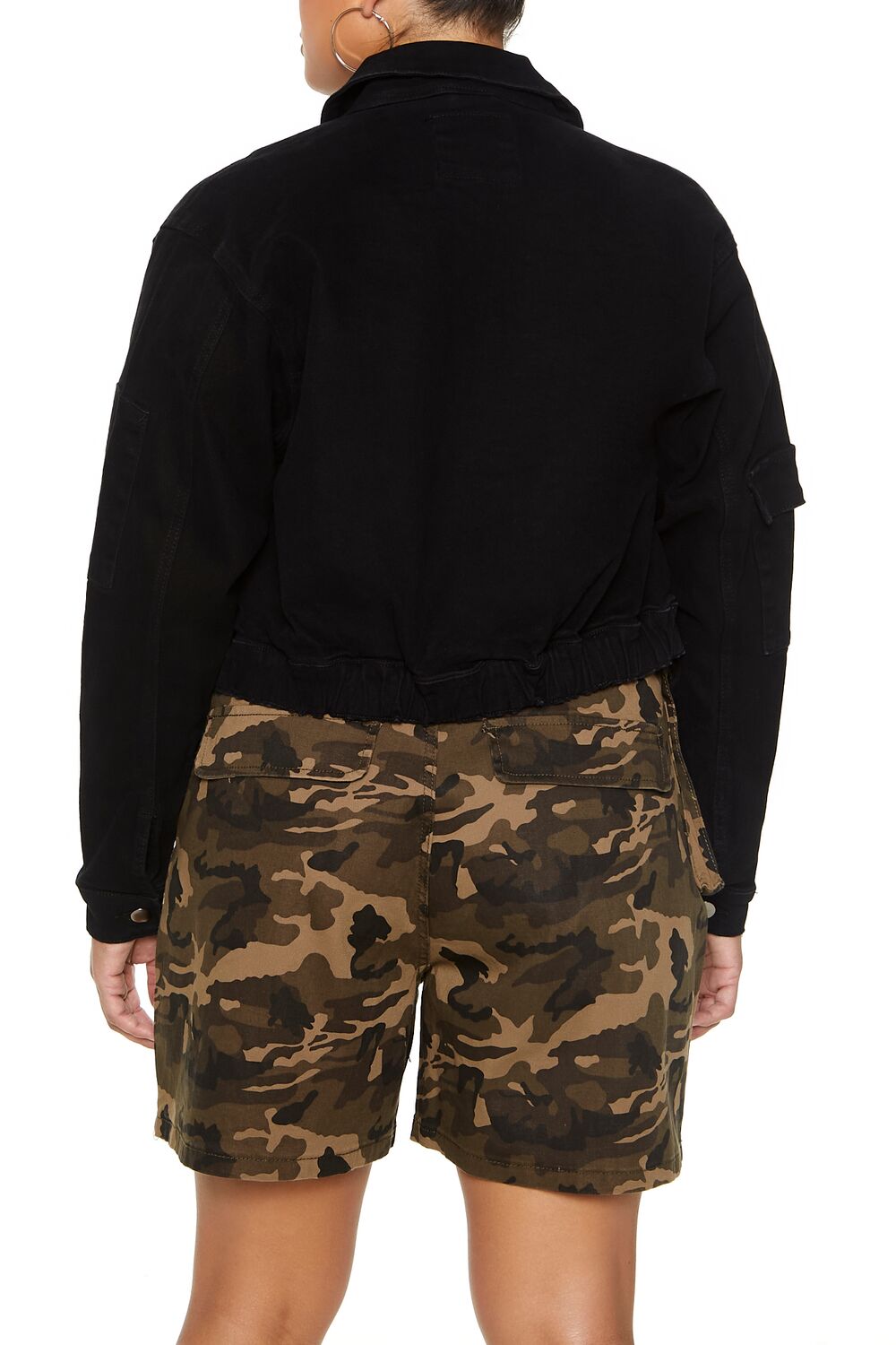 Plus Size Cargo Trucker Jacket-Feelings Star