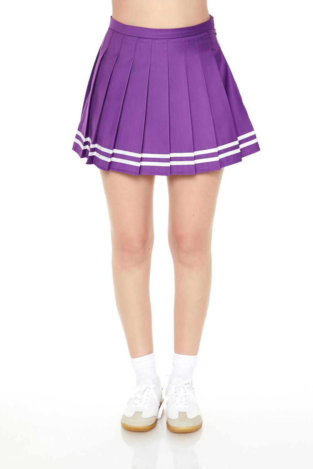 Varsity-Striped Pleated Mini Skirt-Feelings Star