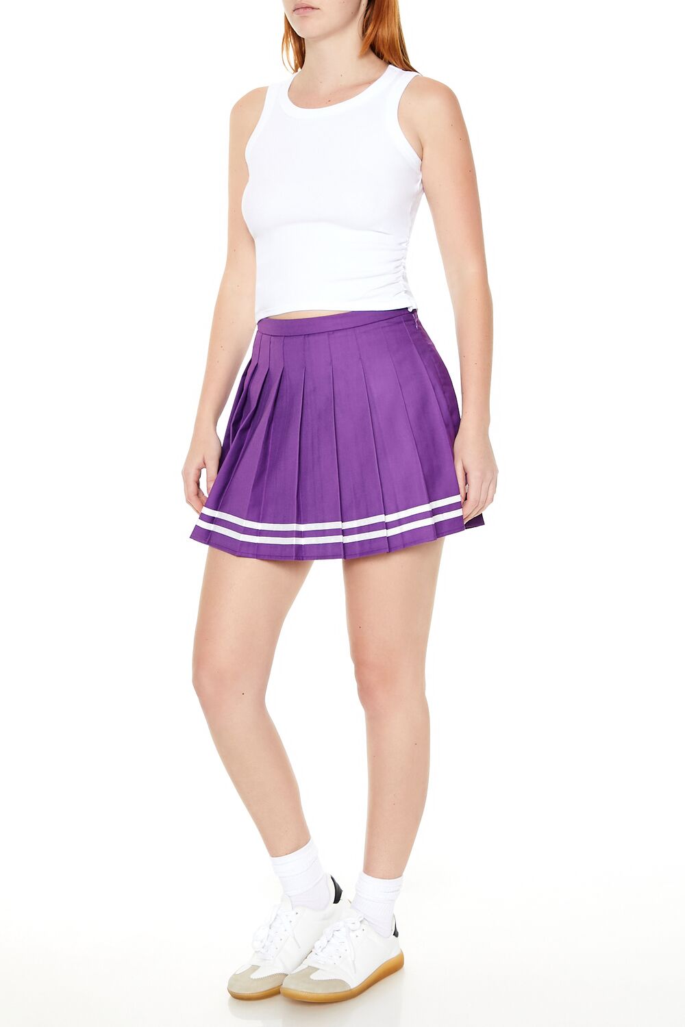 Varsity-Striped Pleated Mini Skirt-Feelings Star