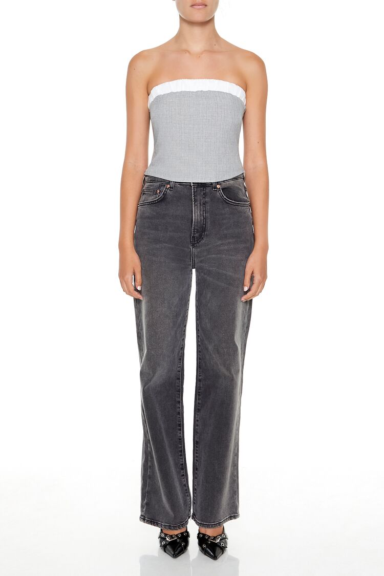 Two-Tone Tube Crop Top-Feelings Star