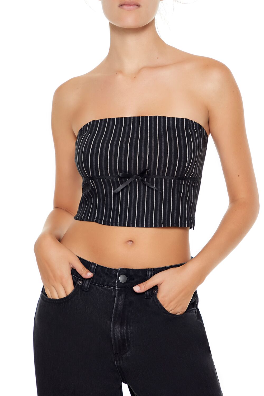 Striped Bow Tube Top-Feelings Star