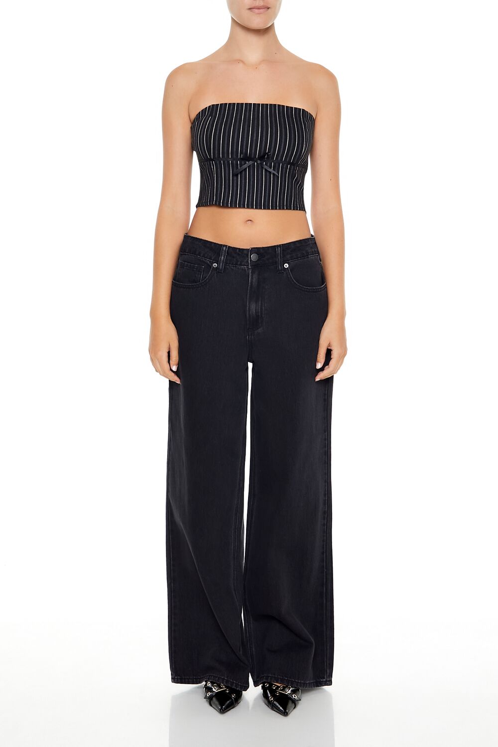 Striped Bow Tube Top-Feelings Star