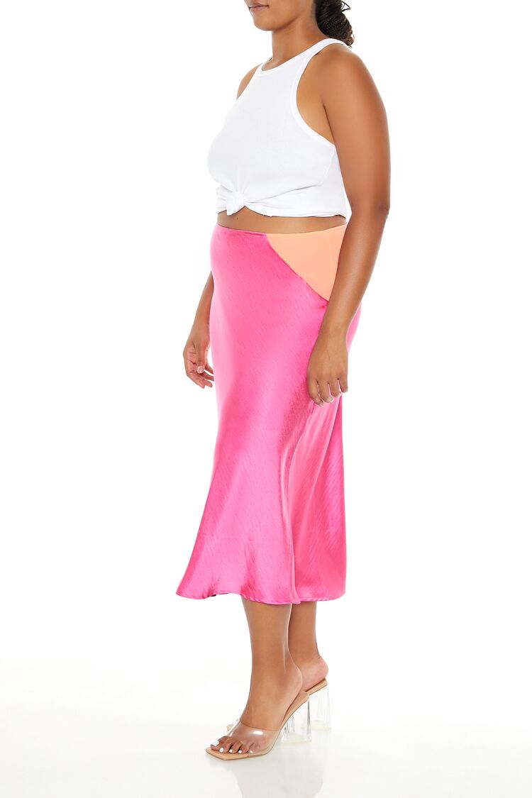 Plus Size Satin Midi Slip Skirt-Feelings Star