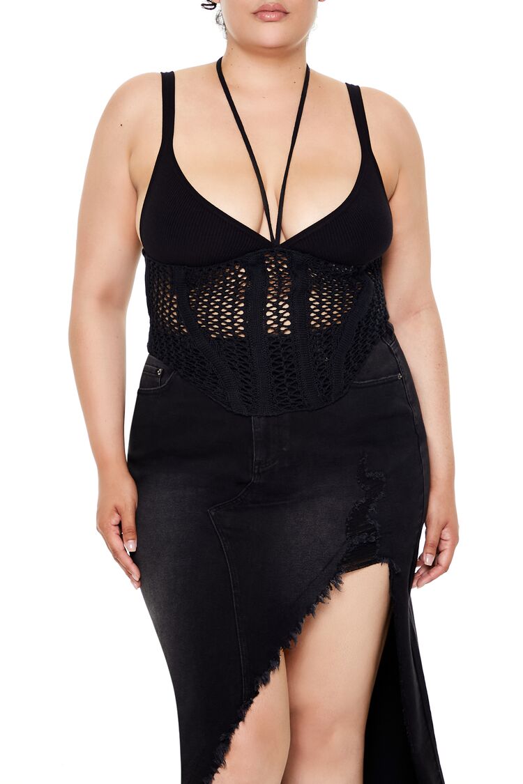 Plus Size Sweater-Knit Strappy Cami-Feelings Star