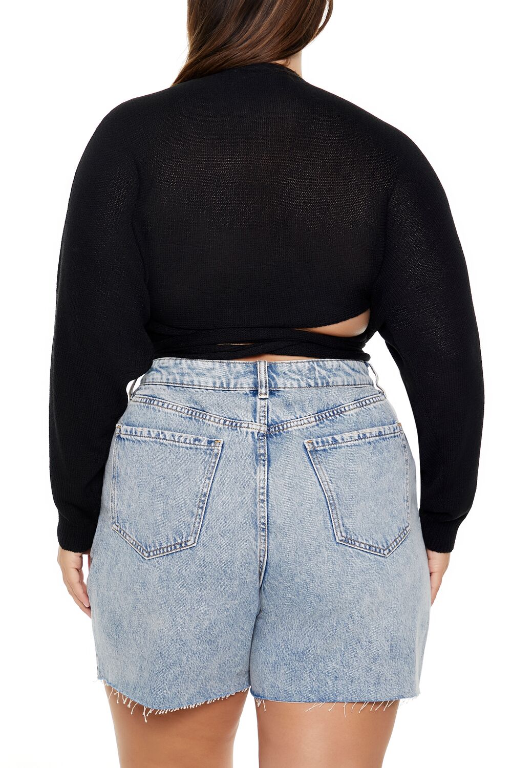 Plus Size Sweater-Knit Wrap Top-Feelings Star