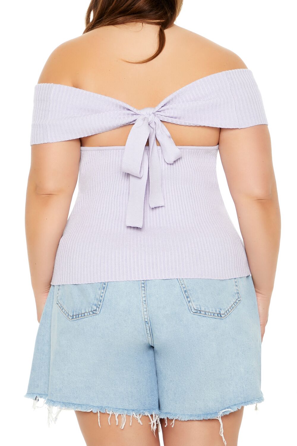 Plus Size Tie-Back Sweater-Knit Top-Feelings Star