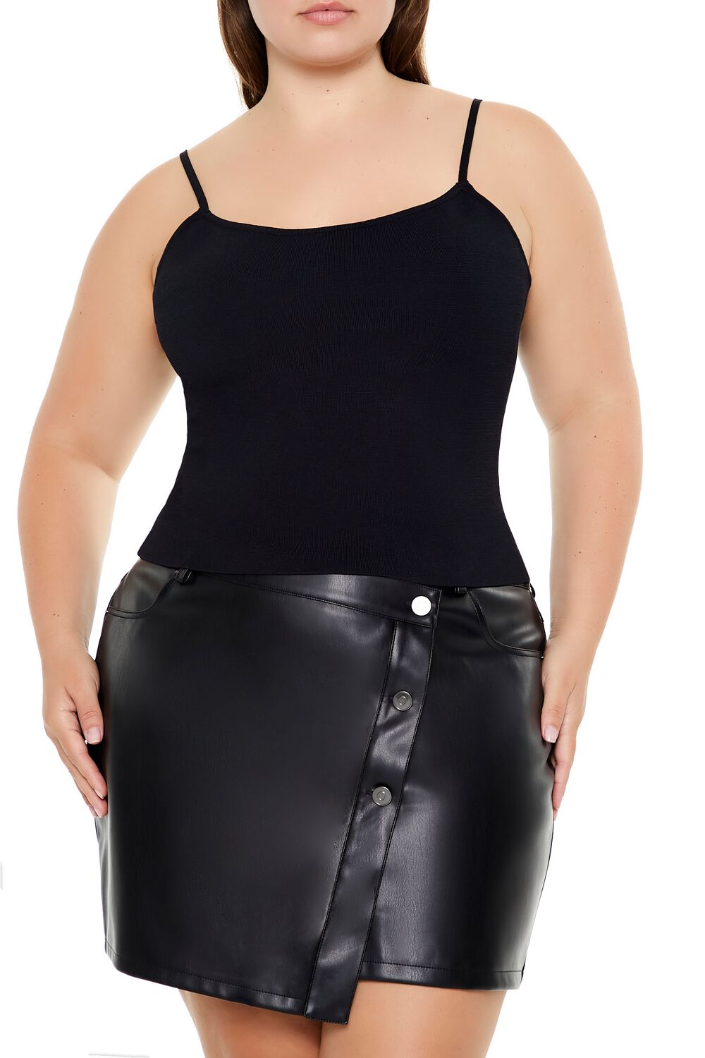 Plus Size Lace-Up Sweater-Knit Cami-Feelings Star