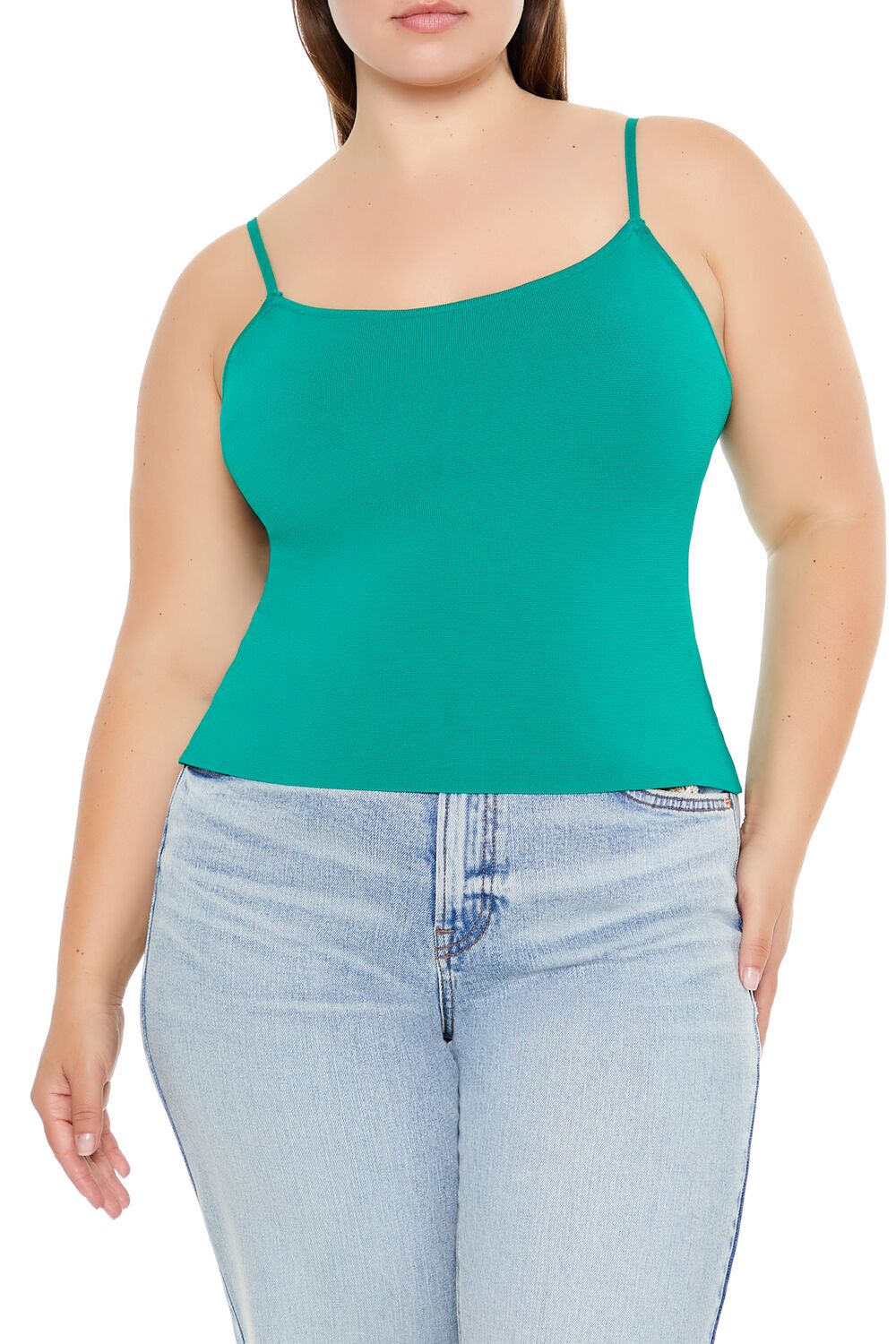 Plus Size Lace-Up Sweater-Knit Cami-Feelings Star