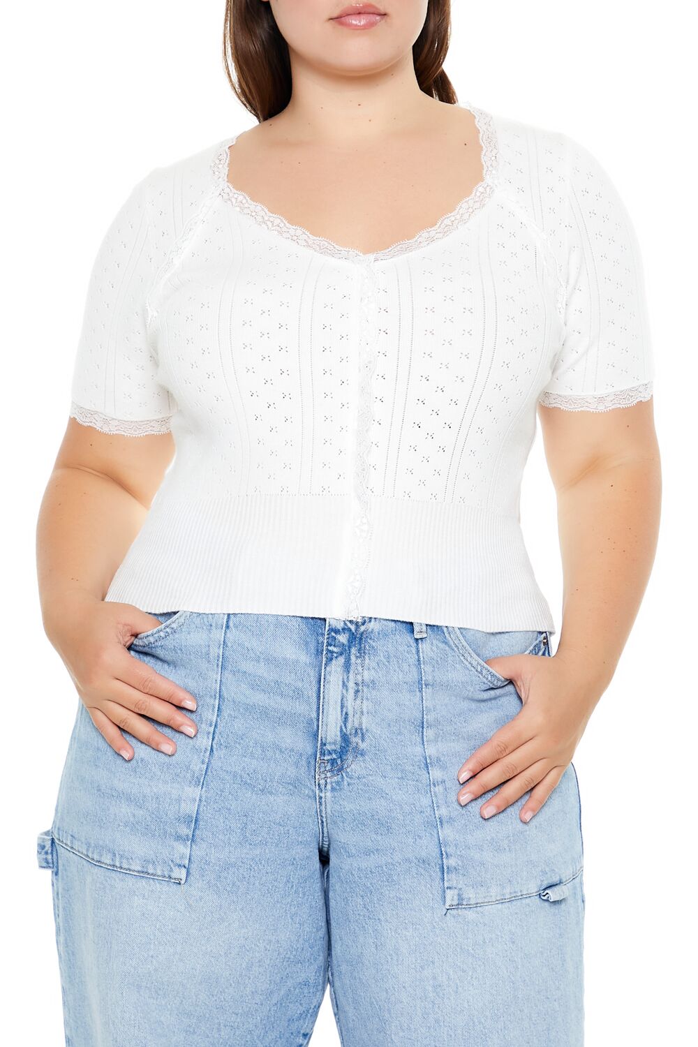 Plus Size Sweater-Knit Crop Top-Feelings Star