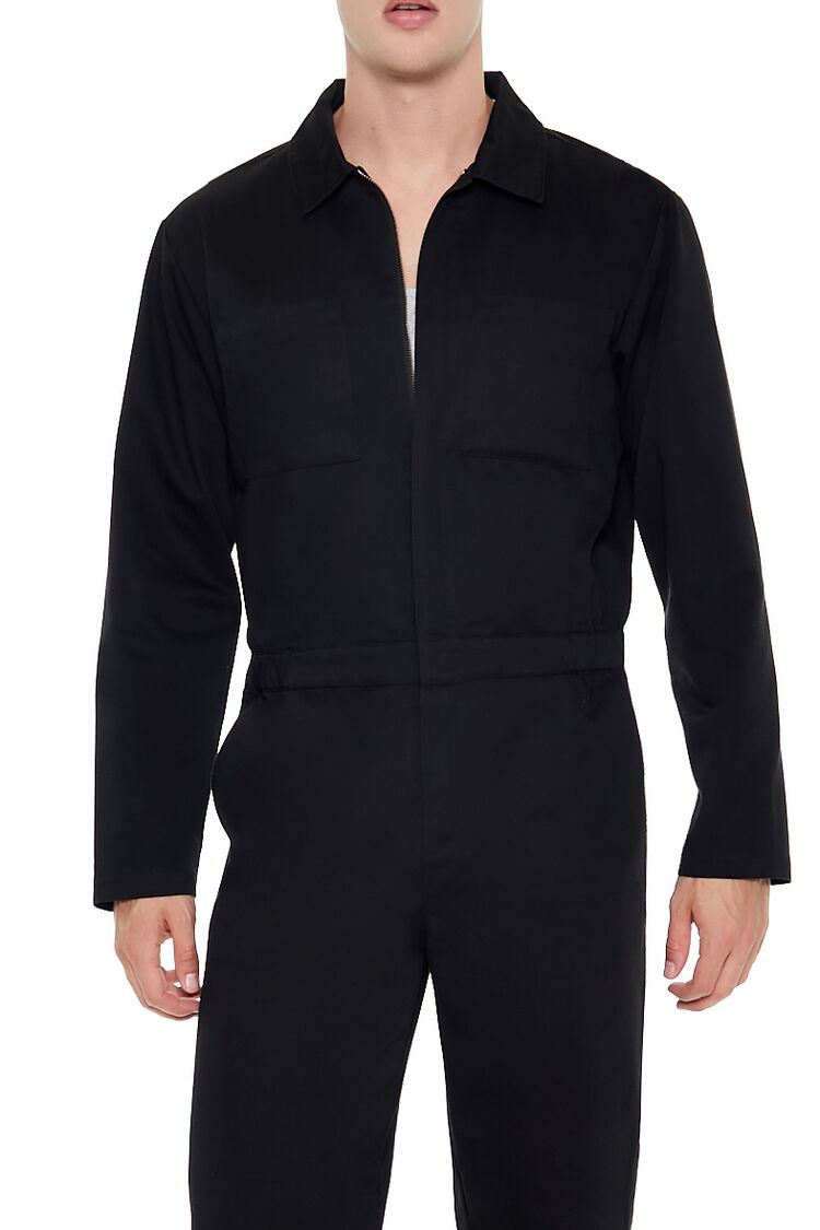 Straight-Leg Zip-Up Coveralls-Feelings Star