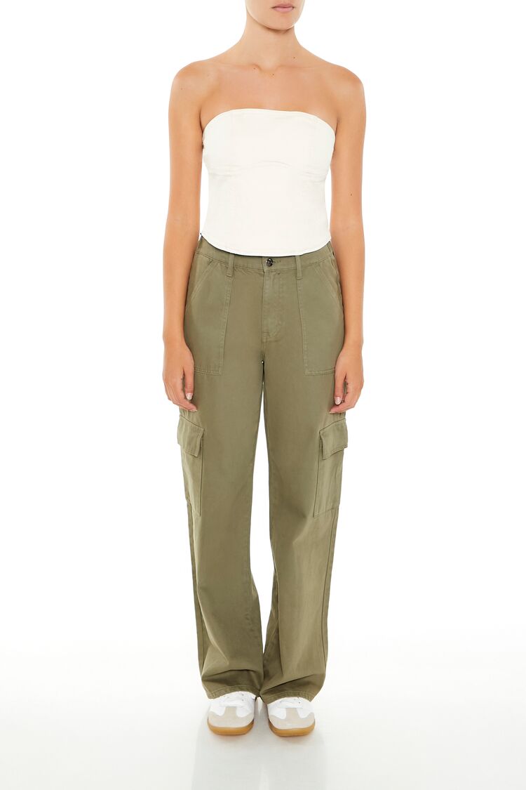 Strappy Twill Tube Top-Feelings Star