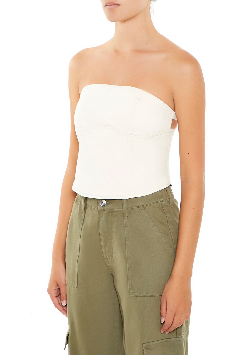 Strappy Twill Tube Top-Feelings Star