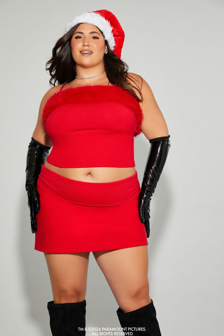 Plus Size Mean Girls Faux Fur Sweater-Knit Cami-Feelings Star