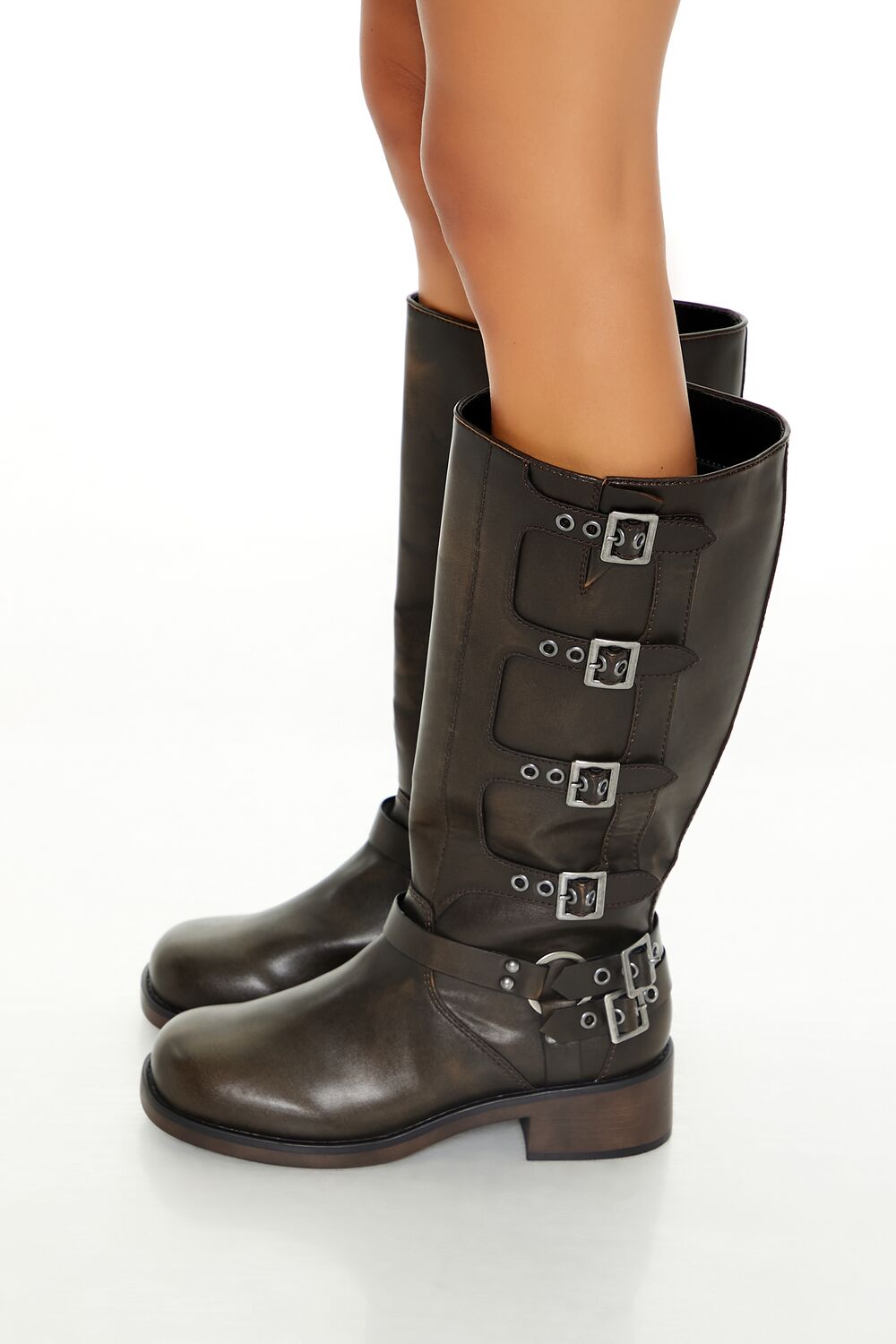 Buckled Knee-High Boots (Wide)-Feelings Star