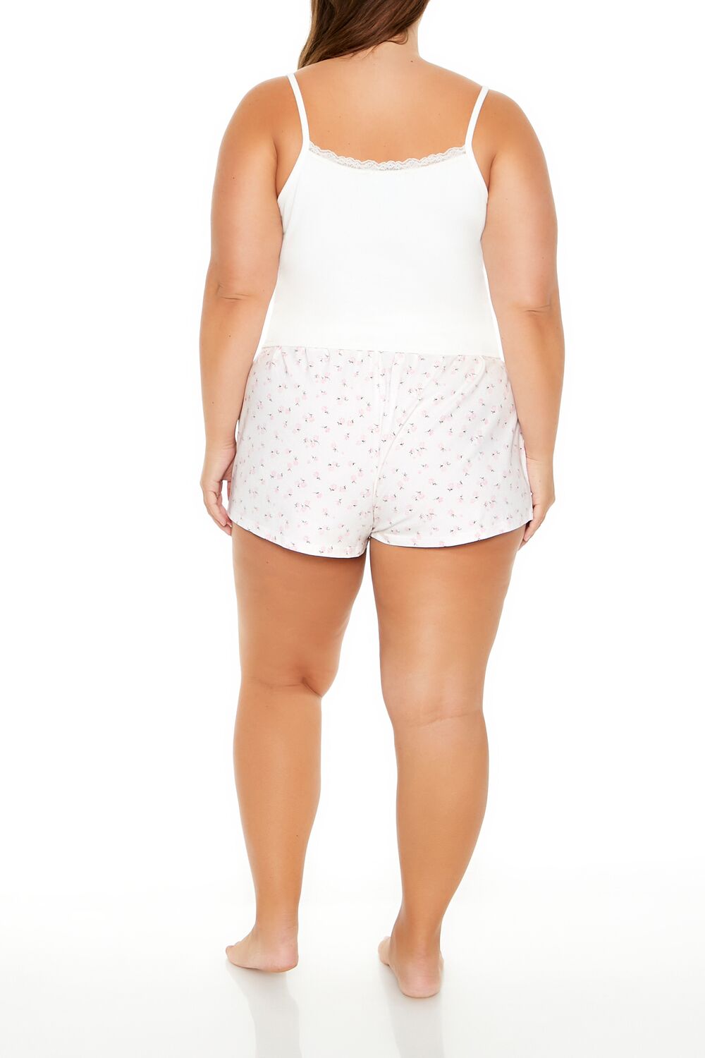 Plus Size Ditsy Floral Pajama Shorts-Feelings Star