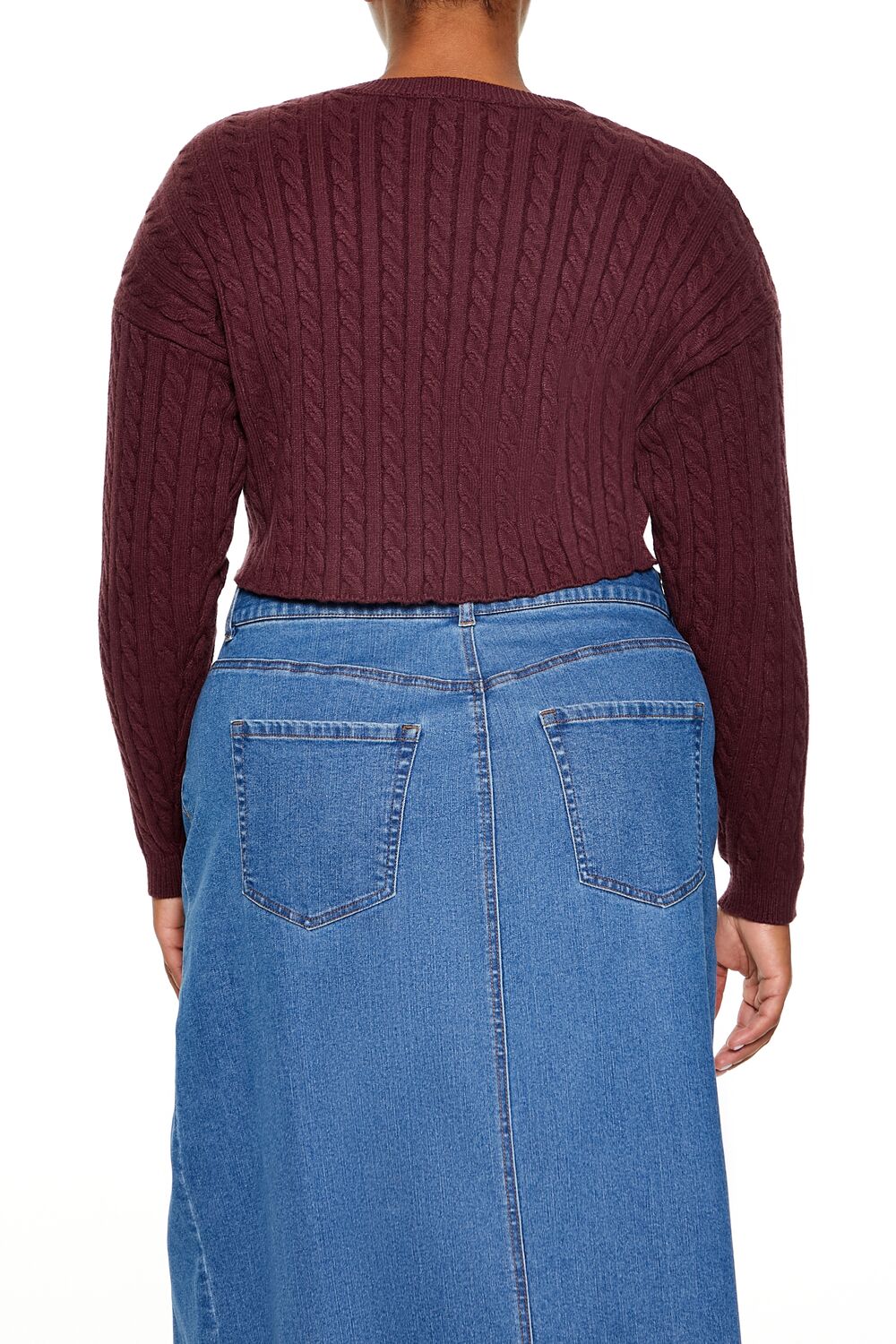 Plus Size Cable Knit Cropped Sweater-Feelings Star