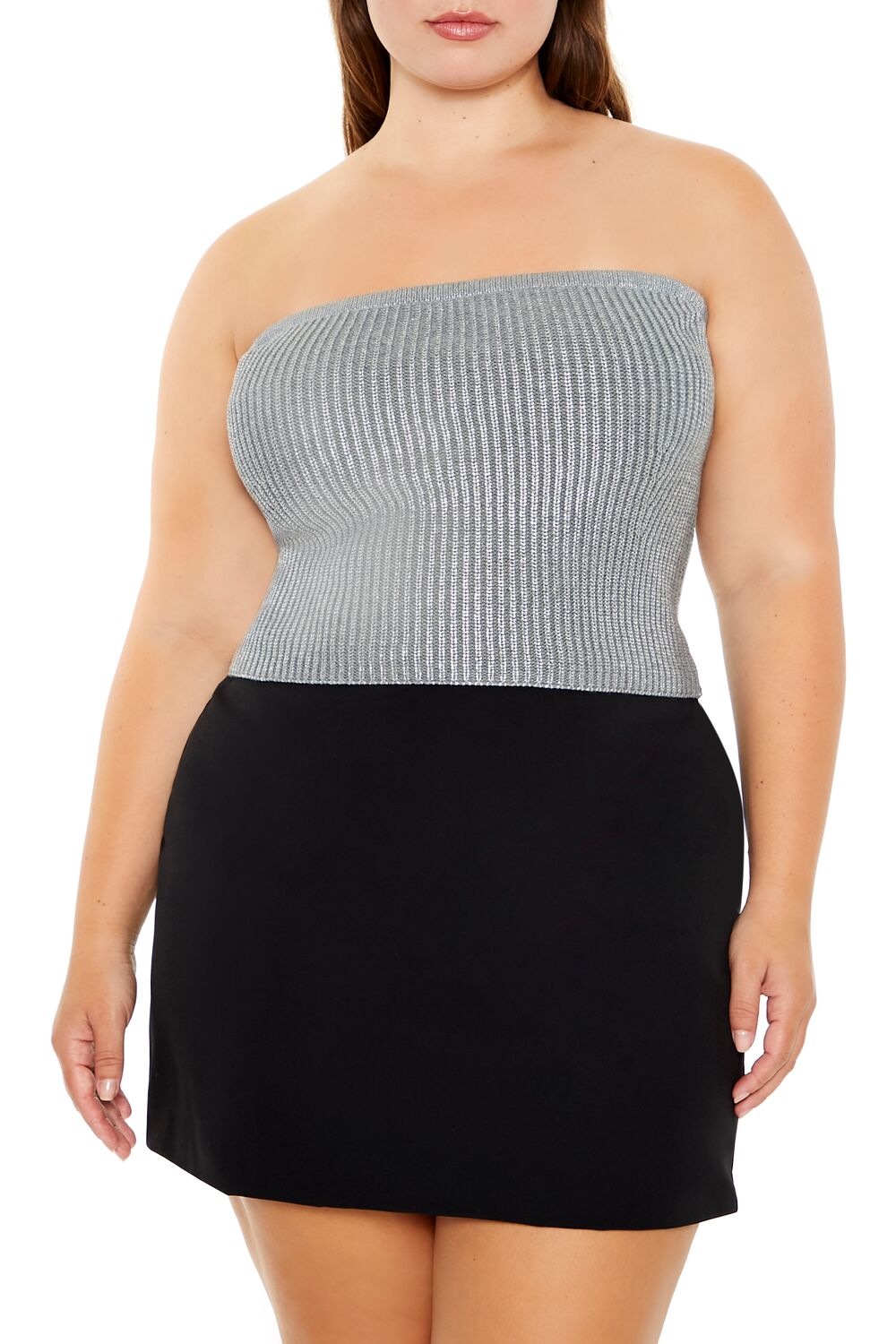 Plus Size Metallic Tube Top-Feelings Star