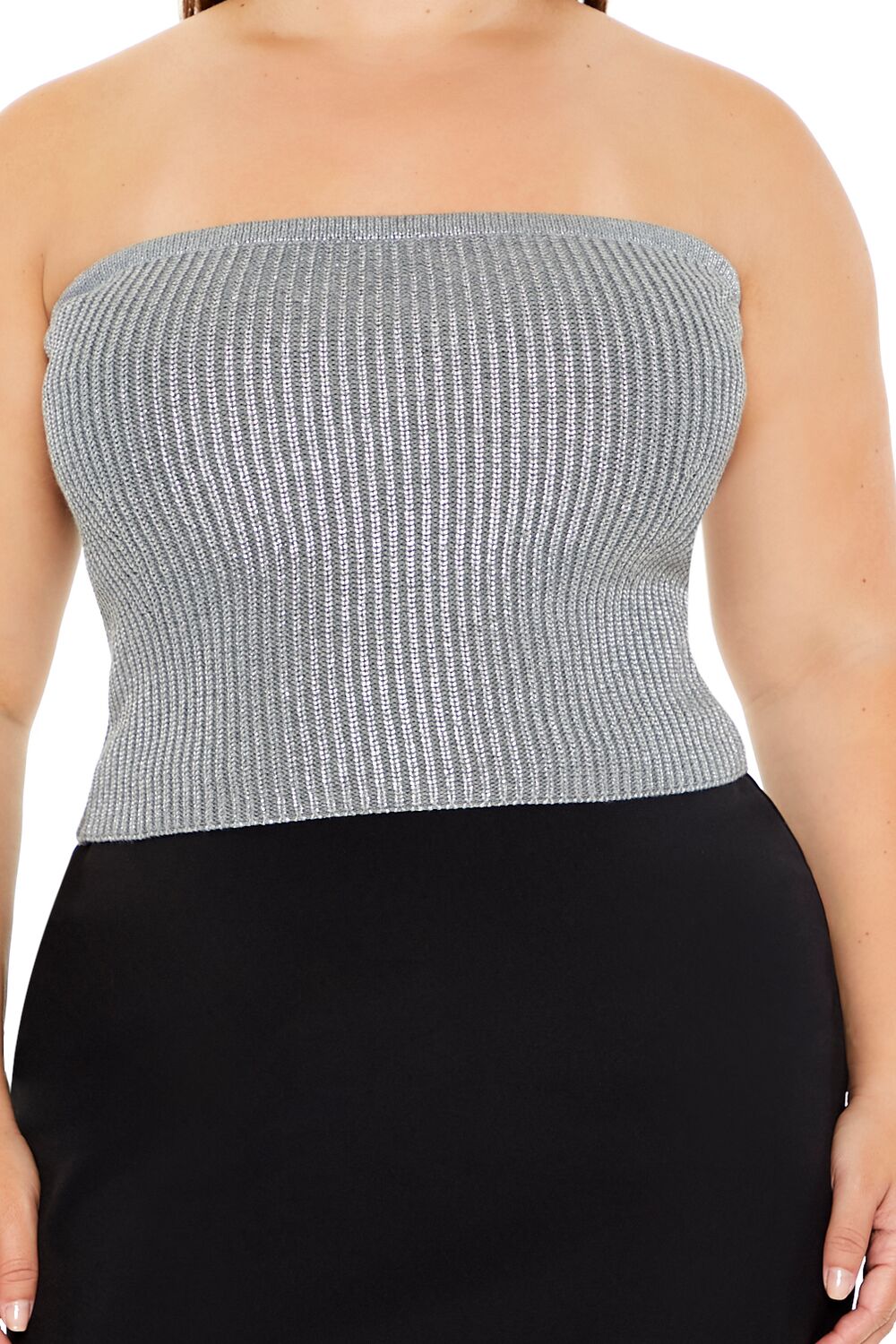 Plus Size Metallic Tube Top-Feelings Star