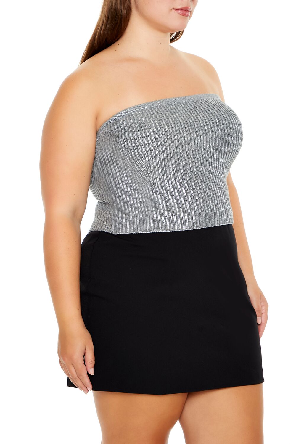 Plus Size Metallic Tube Top-Feelings Star
