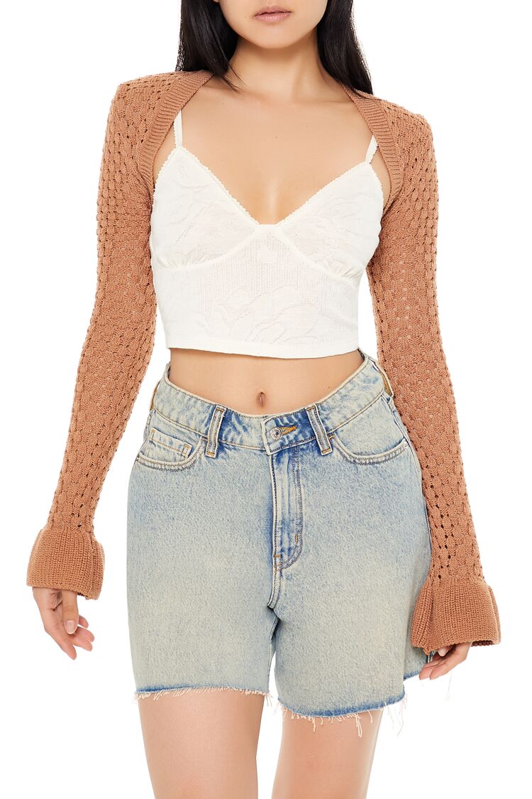 Trumpet-Sleeve Shrug Sweater-Feelings Star