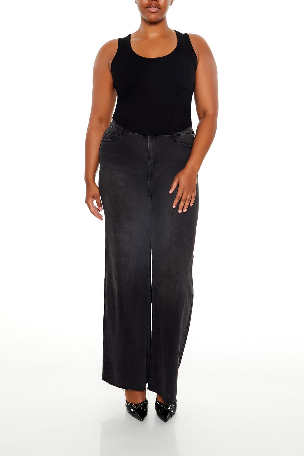 Plus Size Sweater-Knit Corset Tank Top-Feelings Star