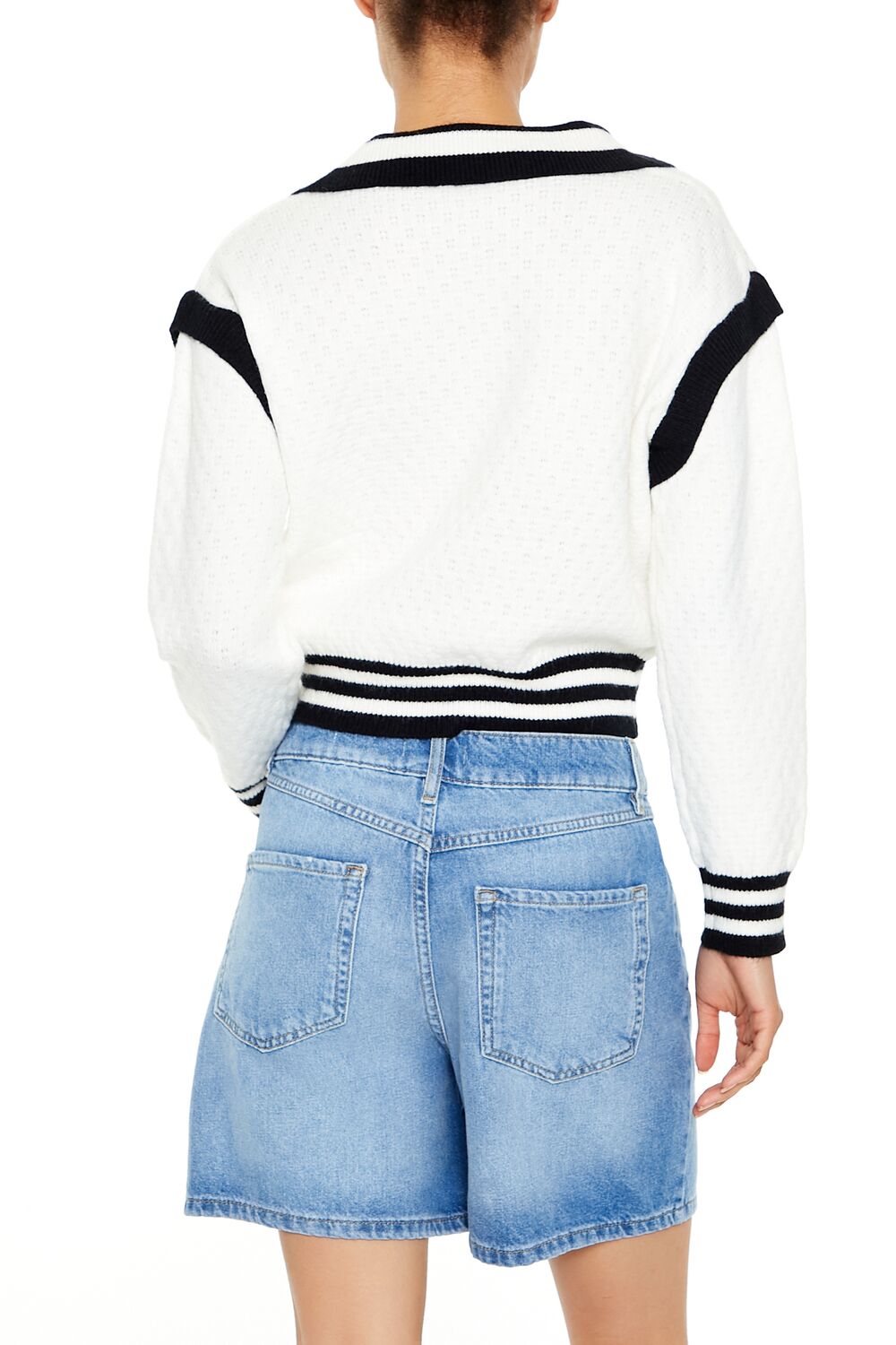 Varsity-Striped Cropped Sweater-Feelings Star