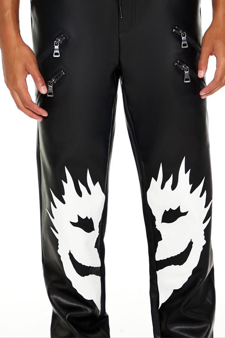 Split Face Faux Leather Pants-Feelings Star