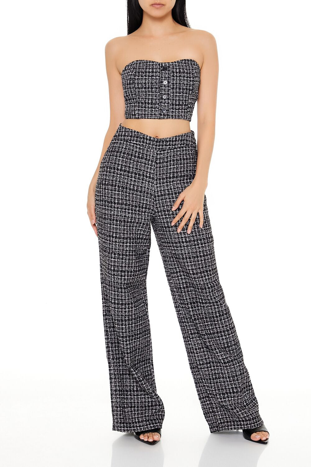 Tweed Tube Top & Pants Set-Feelings Star