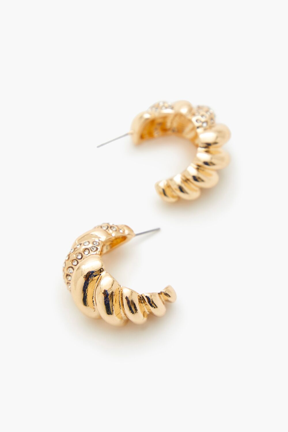 Twisted Rhinestone Hoop Earrings-Feelings Star