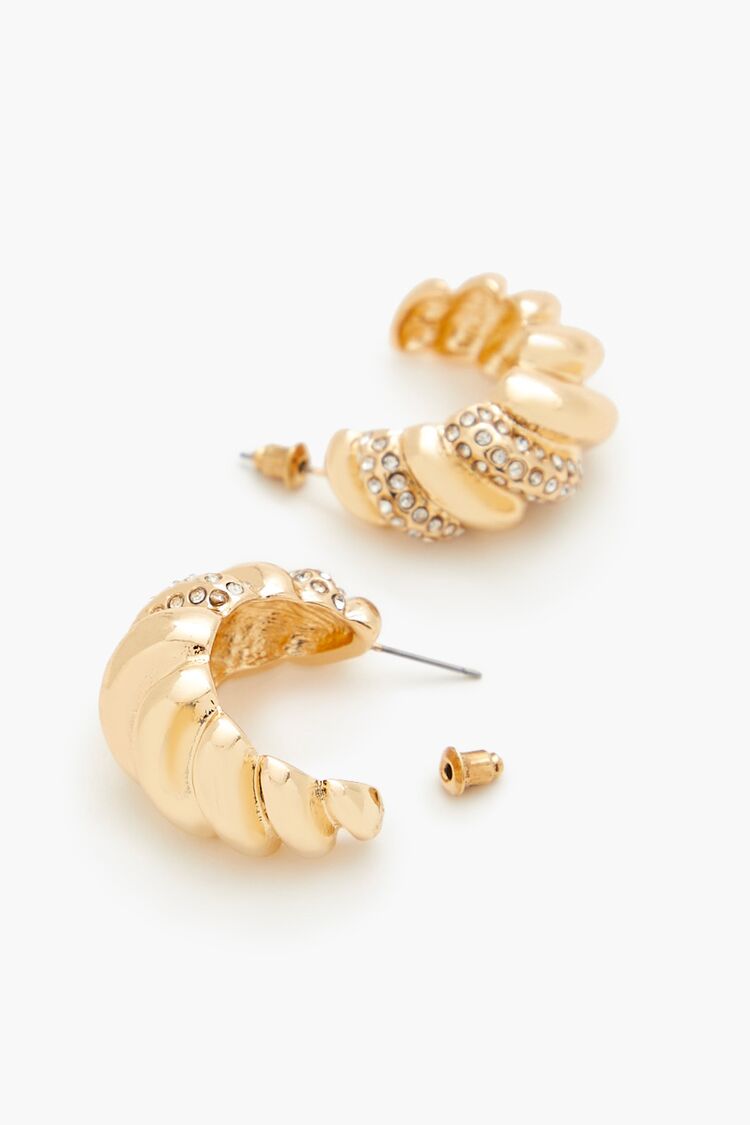 Twisted Rhinestone Hoop Earrings-Feelings Star