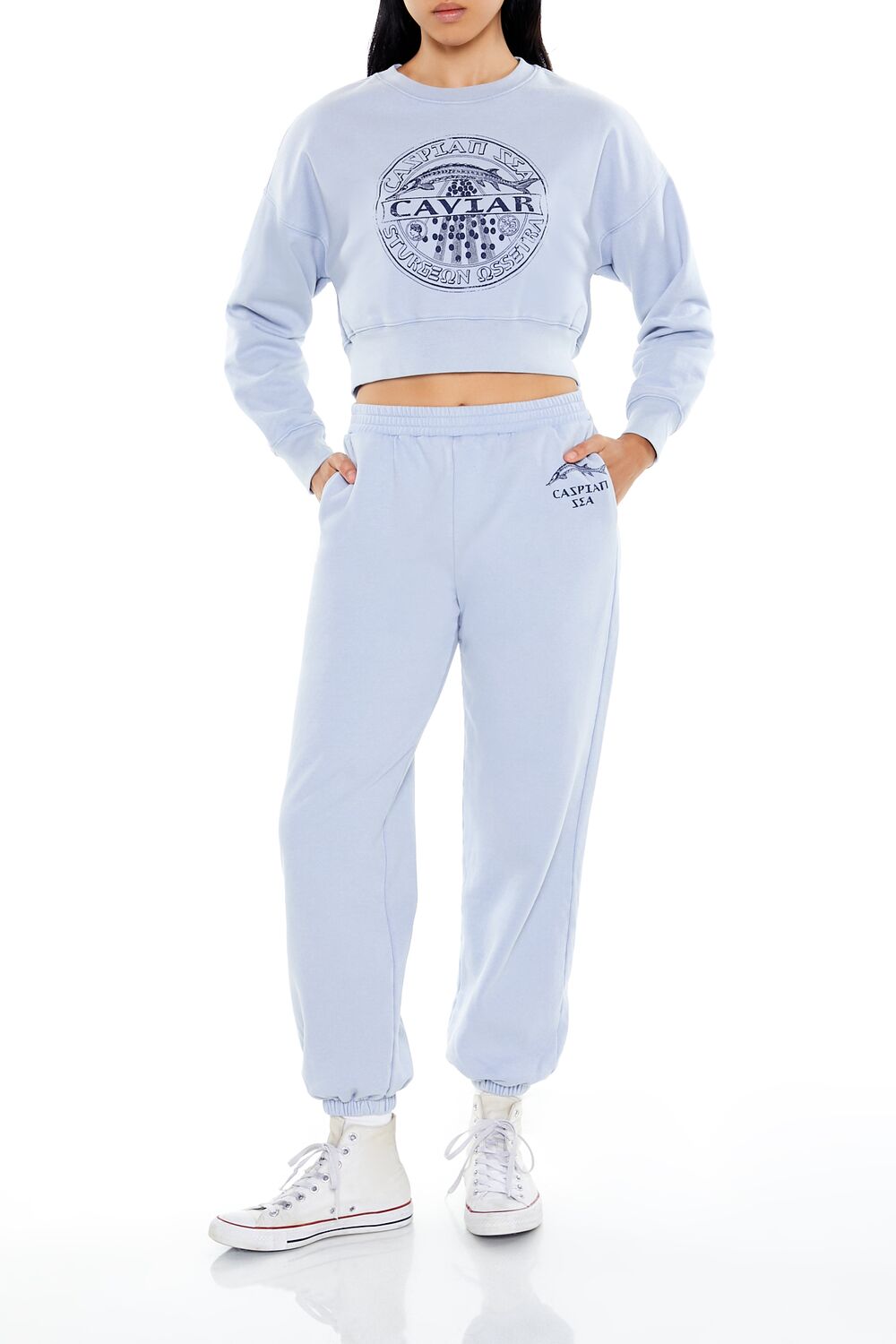 Caviar Graphic Cropped Pullover-Feelings Star