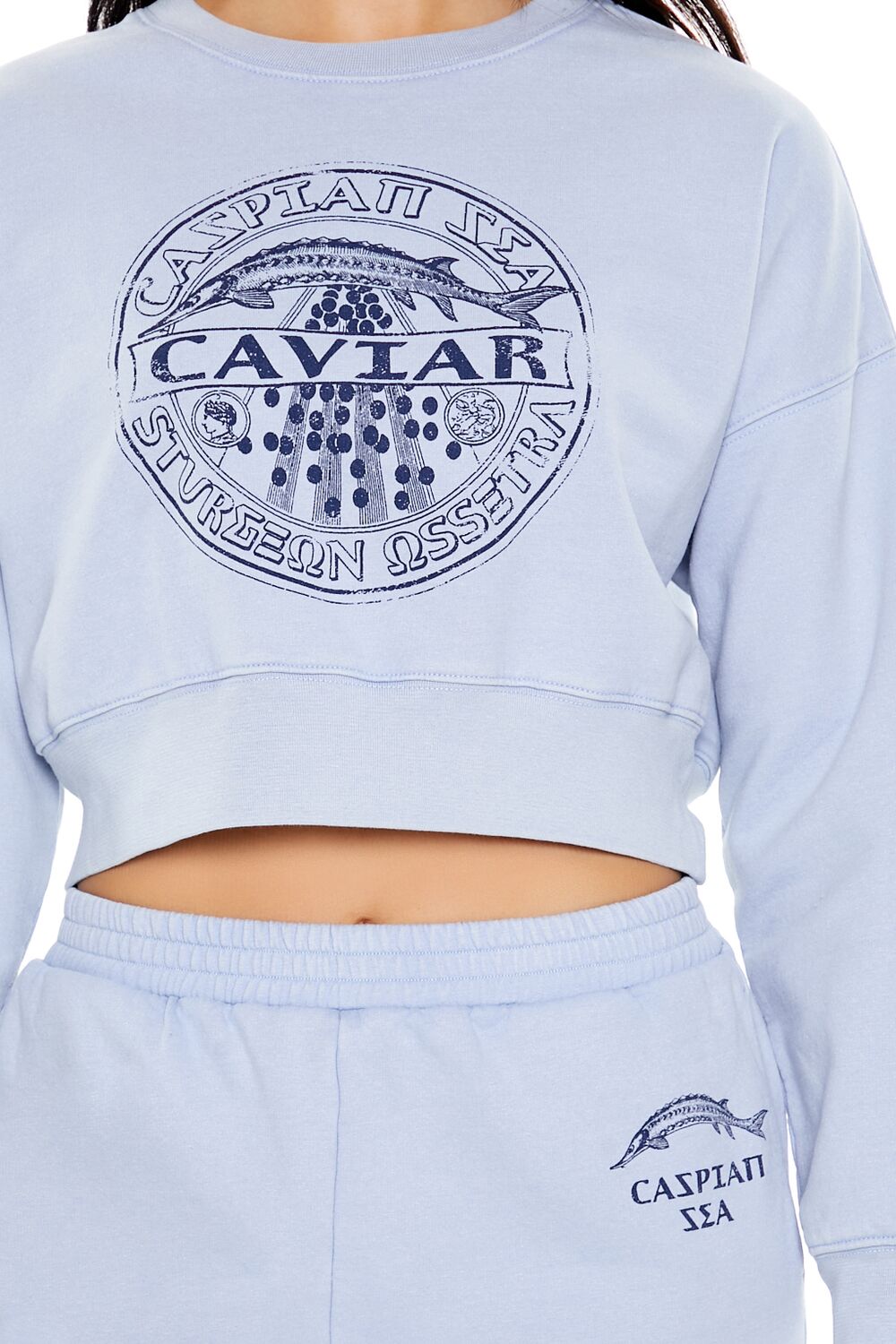 Caviar Graphic Cropped Pullover-Feelings Star