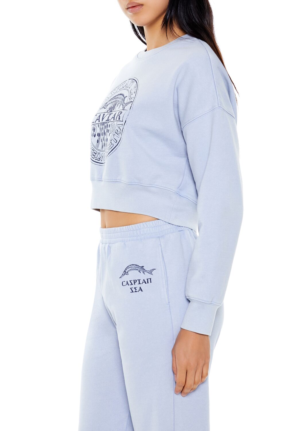 Caviar Graphic Cropped Pullover-Feelings Star