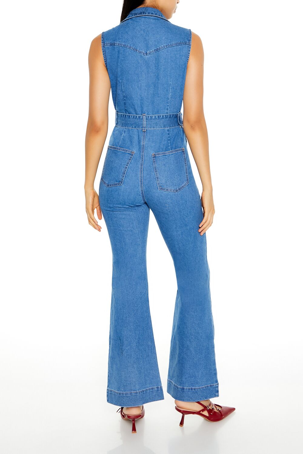 Sleeveless Denim Zip-Up Jumpsuit-Feelings Star