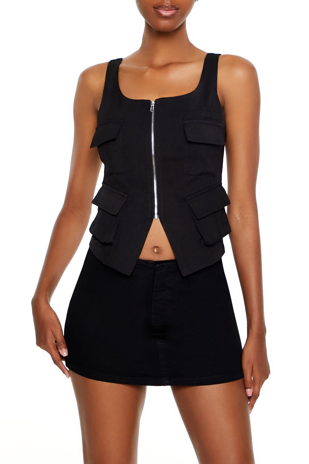 Cargo Split-Hem Crop Top-Feelings Star