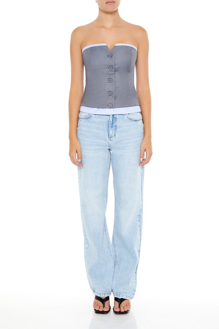 Striped-Trim Tube Top-Feelings Star