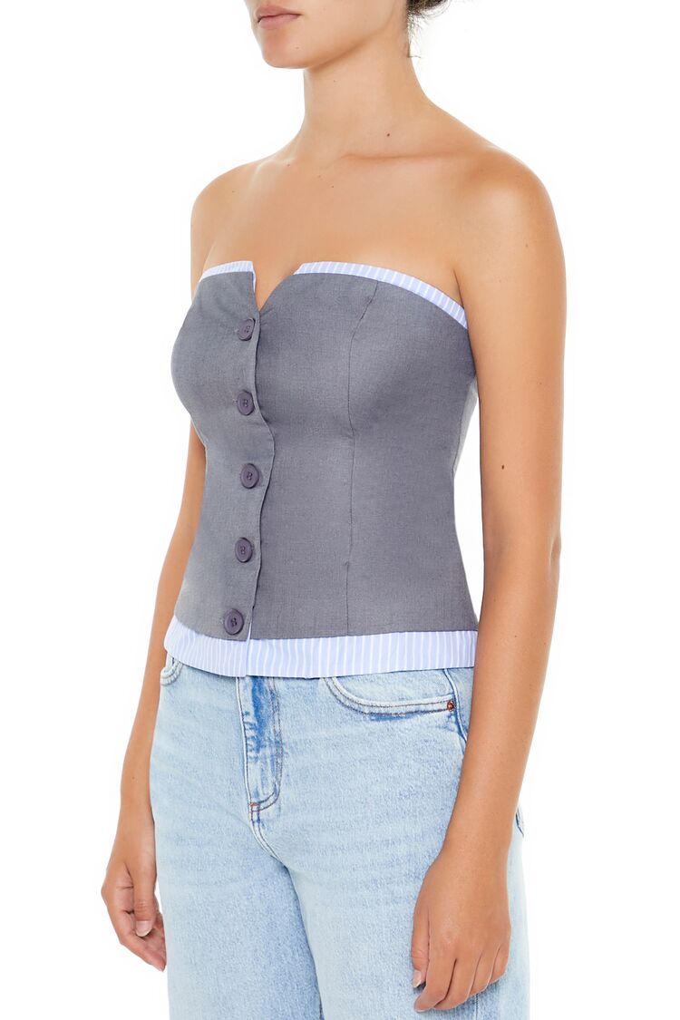 Striped-Trim Tube Top-Feelings Star