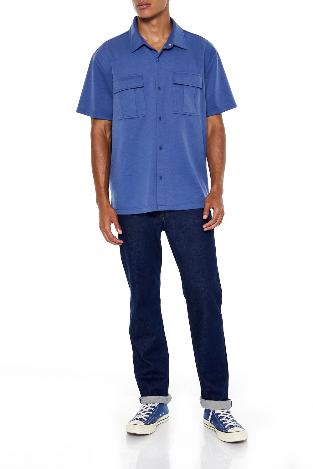 Two-Pocket Button-Front Shirt-Feelings Star