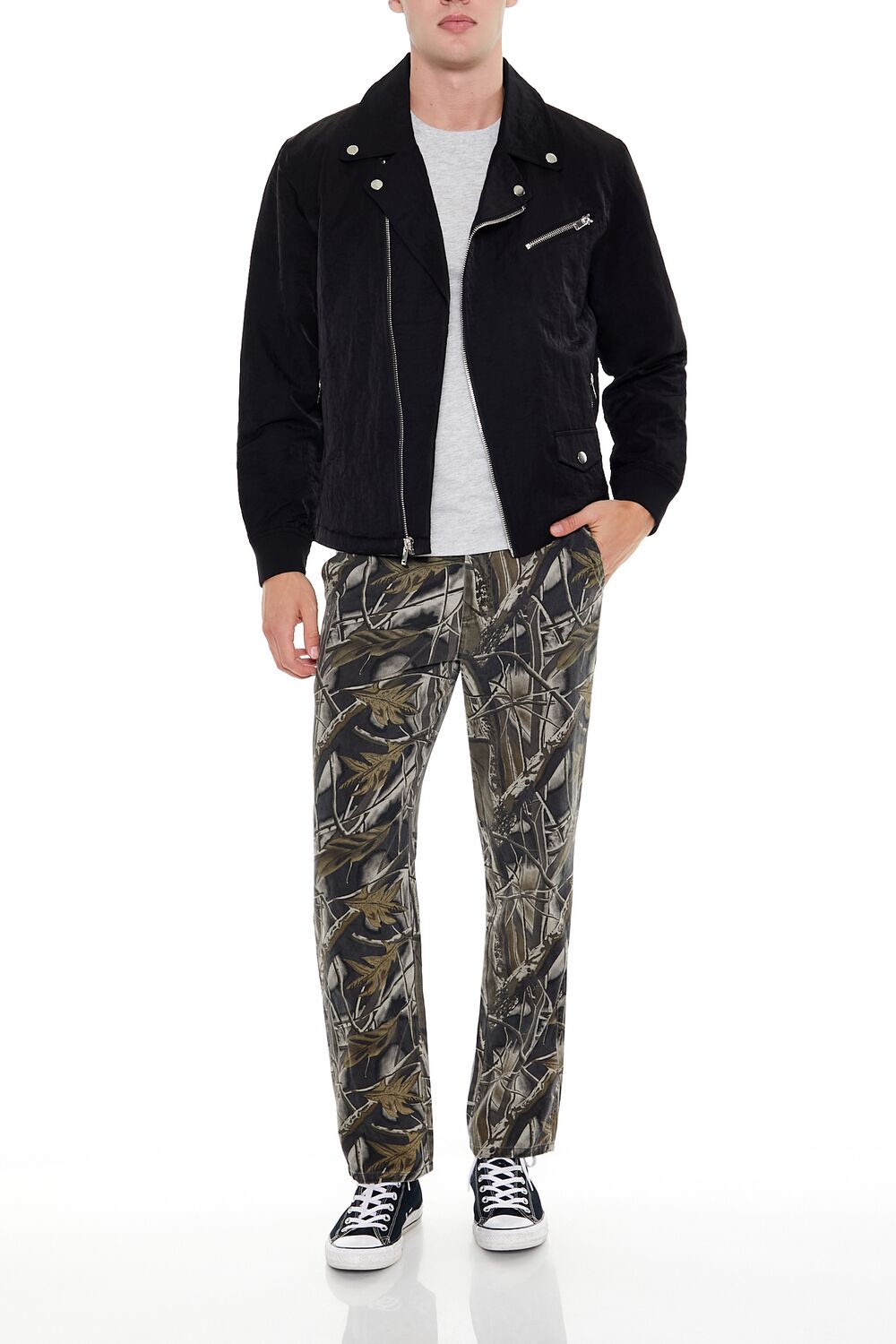 Studded Notched Moto Jacket-Feelings Star