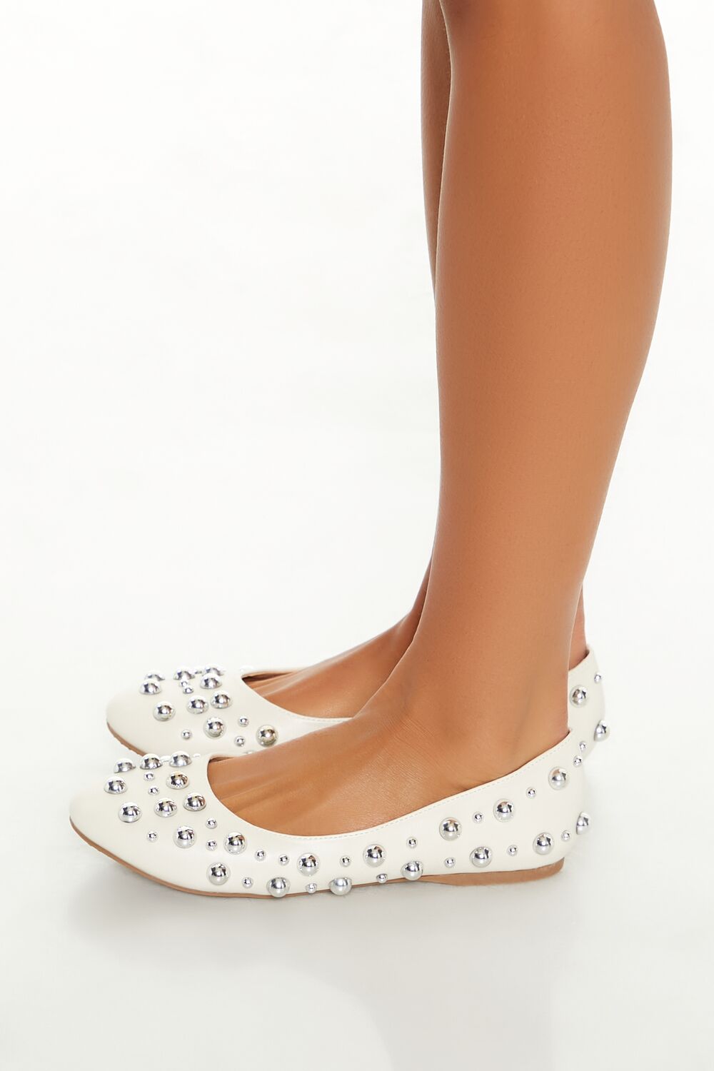 Studded Faux Leather Ballet Flats-Feelings Star