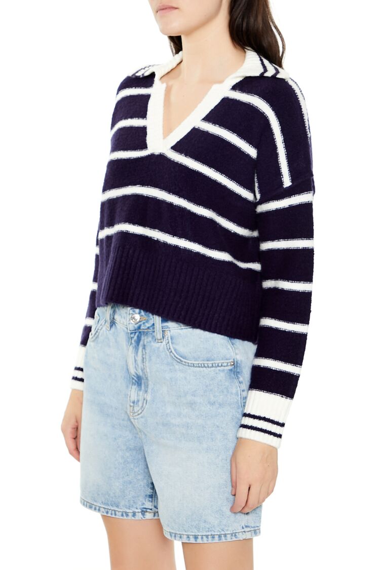 Striped V-Neck Sweater-Feelings Star